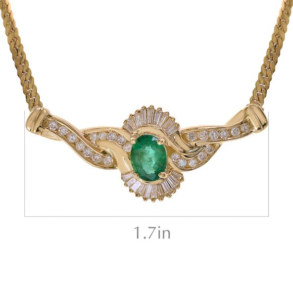 1.45 Ct. Tw. Oval Emerald 1.00 Ct. Tw. Diamond 14k Gold Necklace - Picture 3 of 4